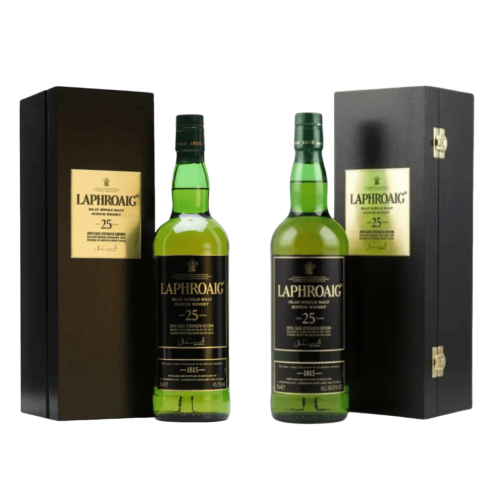 Laphroaig 25 Cask Strength Set of 2- 2014 & 2015 Release